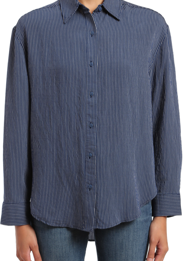 LS Stripe Blue Shirt - Bill Hallman- Inman Park