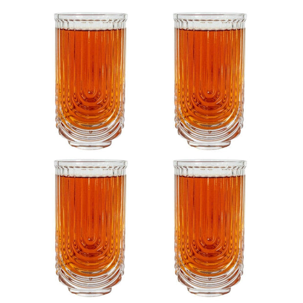 Art Deco Cocktail Glasses - Highball Ribbed Wave Glasses  (S - Bill Hallman- Inman Park