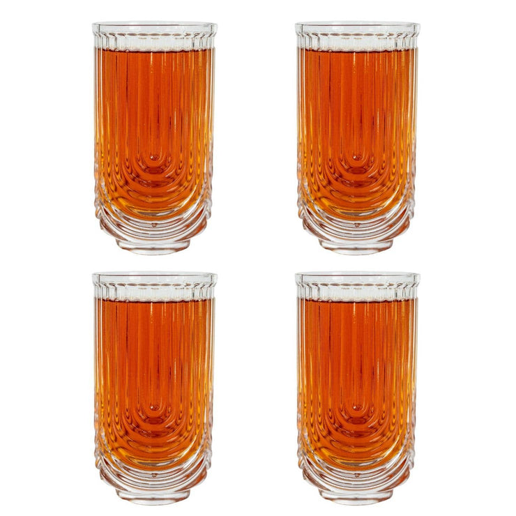 Art Deco Cocktail Glasses - Highball Ribbed Wave Glasses  (S - Bill Hallman- Inman Park