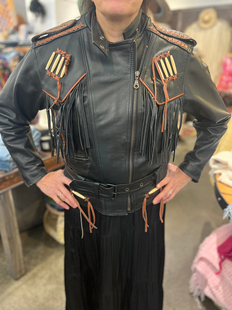 Fringe Western Leather Vintage Jacket - Bill Hallman- Inman Park