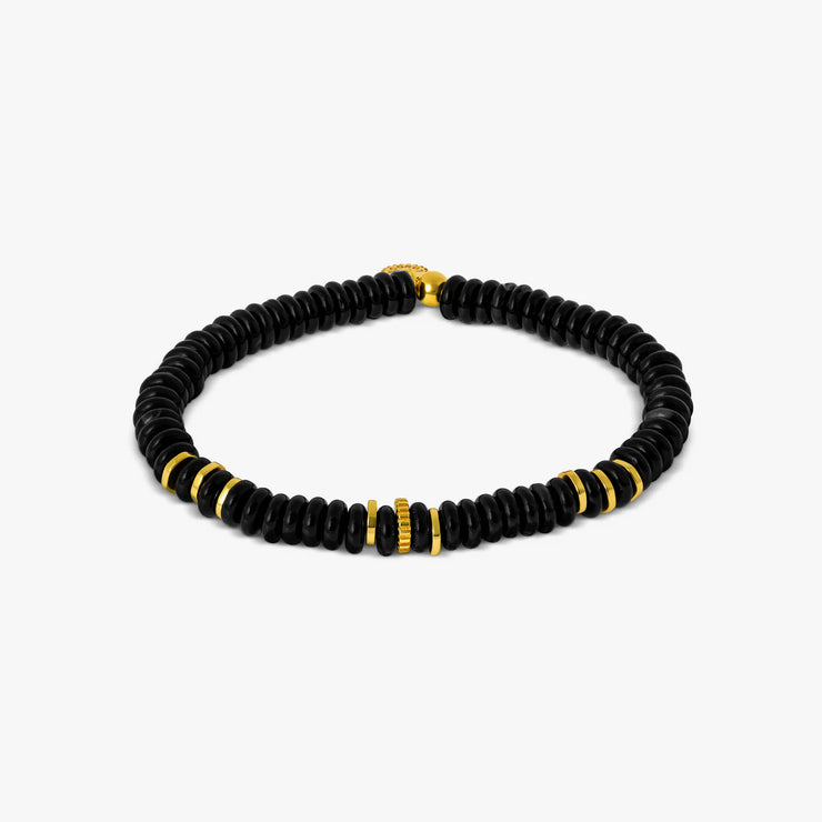 Positano Beaded Bracelet In Black With 18K Yellow Gold Plated - Bill Hallman- Inman Park