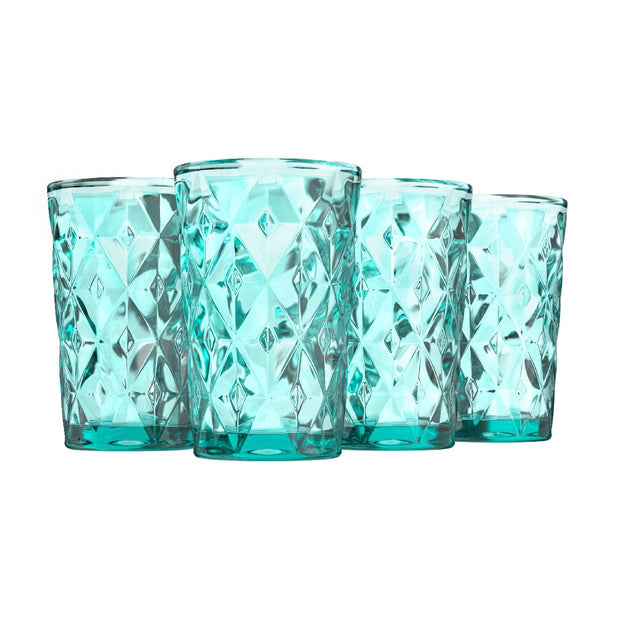 Diamond Highball Glasses 12 oz (Green) - Set of 4 - Bill Hallman- Inman Park