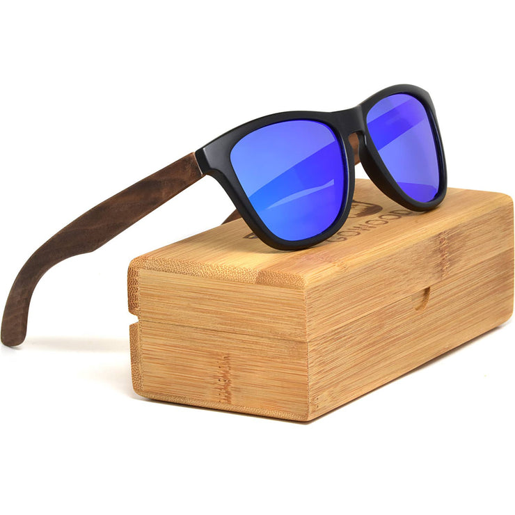 GOWOOD - Classic Walnut Wood Sunglasses with Blue Polarized Lenses - Bill Hallman- Inman Park