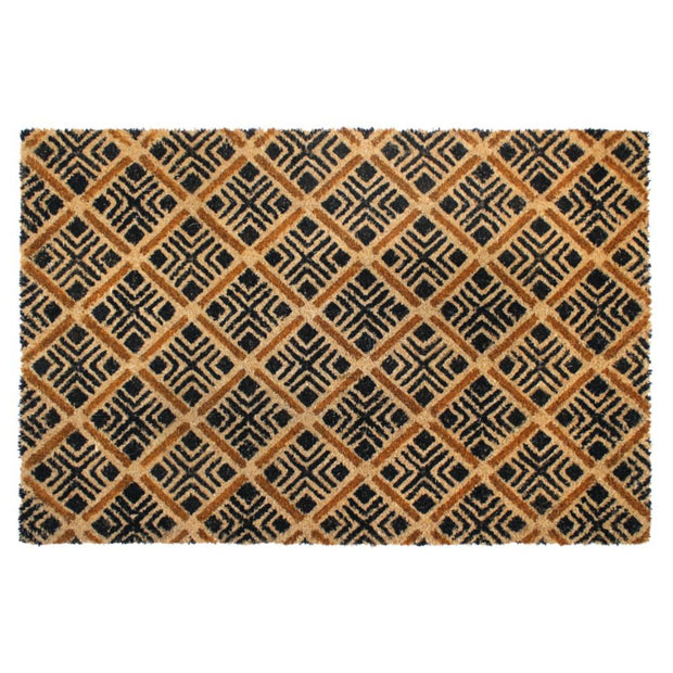 Natural Black Geo Diamond Coir Doormat, 24" x 36" - Bill Hallman- Inman Park